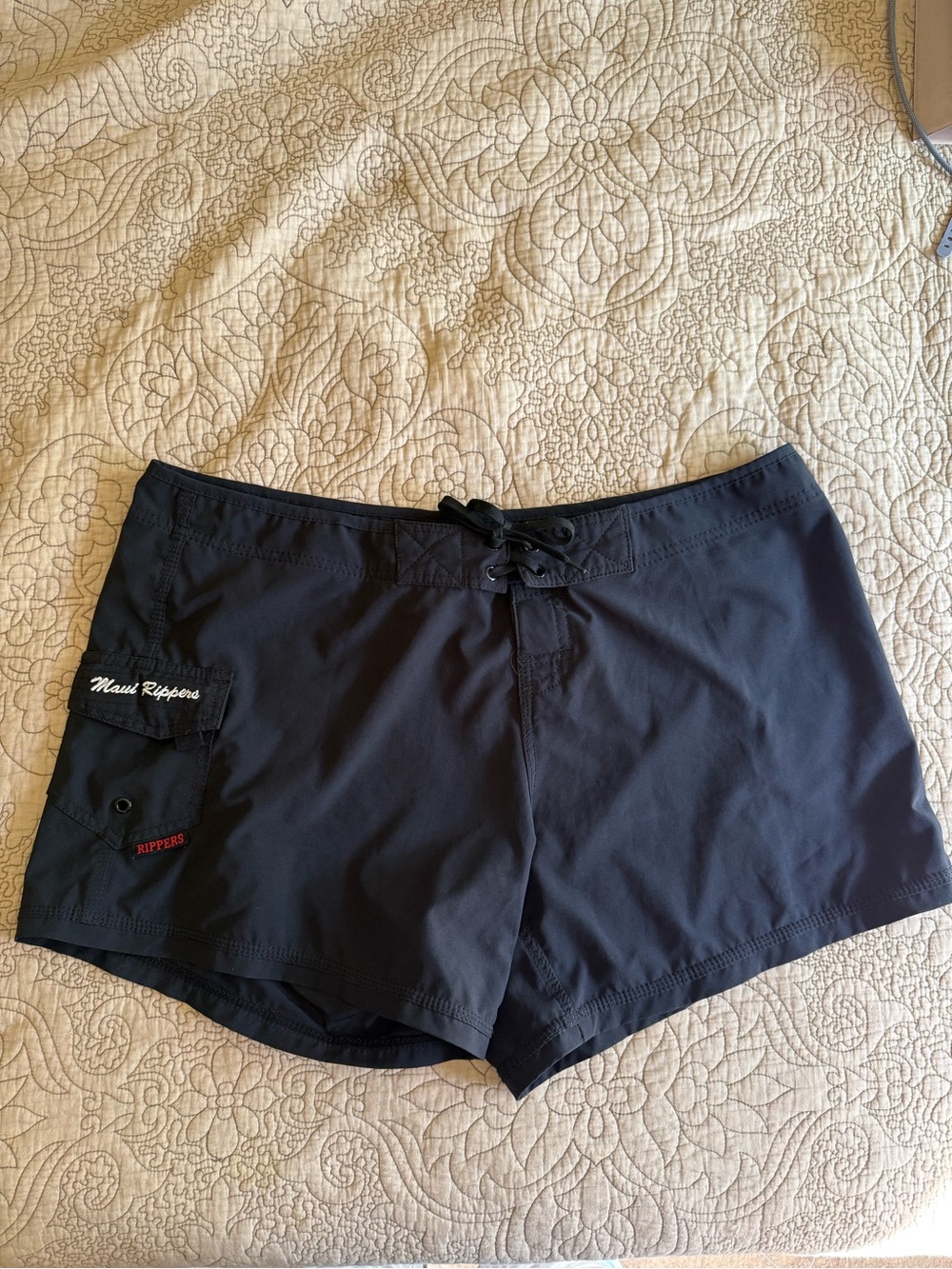 Maui Rippers Women’s Black Swim Shorts with Lace-Up Waist